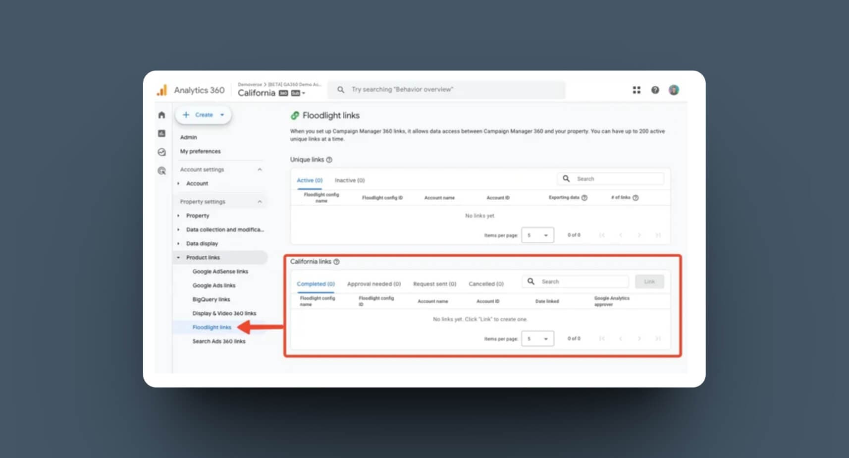 Floodlight Linking for Sub-properties and Roll-up Properties